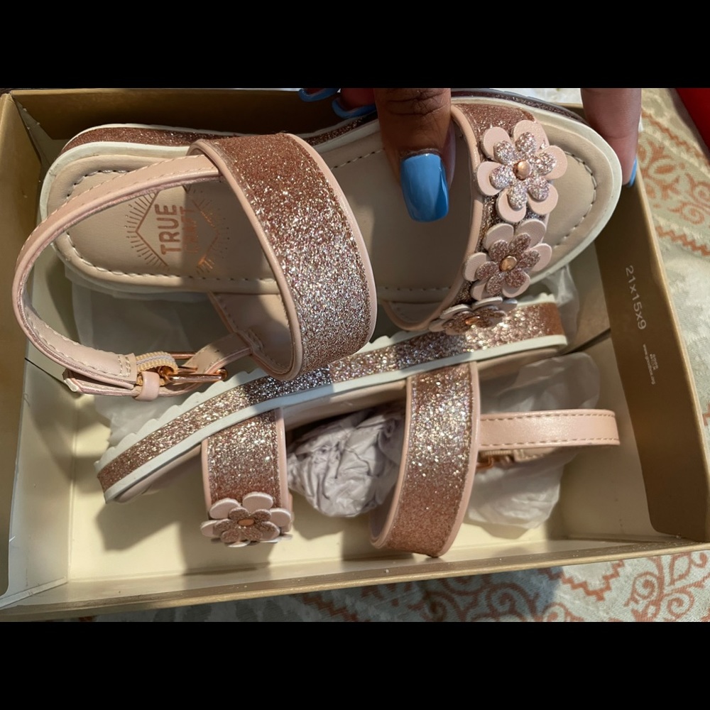 NWT pink glitter sandals size 10c